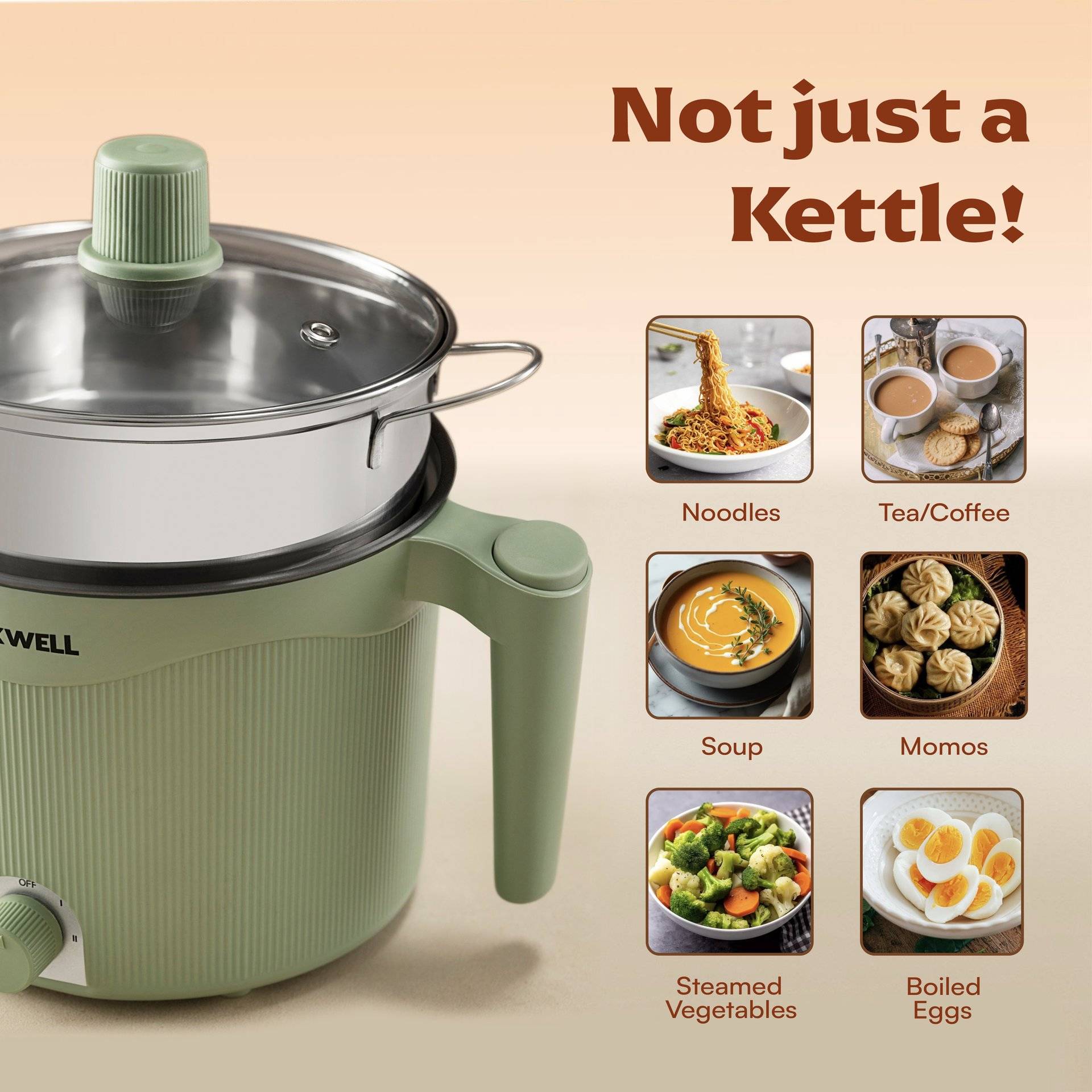 Cookwell Multipurpose Cook Kettle 1.5L Nonstick with Steamer - Image 4
